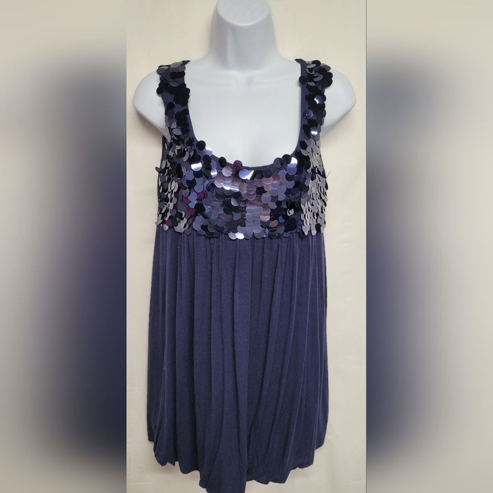 XXI Top Dressy Tunic Mini Dress Sequins Stretch L